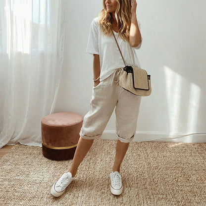 ⏰Last Day Special Price :￡11.99!!💥Women's Casual Cotton Linen Capris