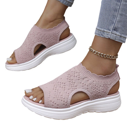 ⏳LAST DAY 50% OFF 🔥🔥Women's Breathable Knit Platform Sandals☁️Comfortable & Lightweight🍃Summer Essential