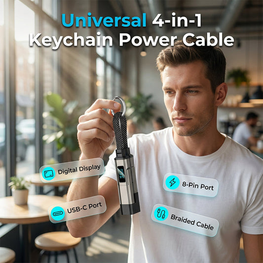 🔌2026 Hot Sale!!🔥4-in-1 Digital Display Keychain Charging Cable
