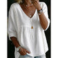 ⏰️Last Day 50% Off👚Women's Casual V-Neck Lace Trim Top🌿