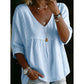 ⏰️Last Day 50% Off👚Women's Casual V-Neck Lace Trim Top🌿