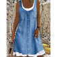 ✨2026 HOT SALE👗☀️Women's Faux Two-Piece Denim Print Dress - Throw It On And Look Instantly Put Together✨