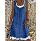 ✨2026 HOT SALE👗☀️Women's Faux Two-Piece Denim Print Dress - Throw It On And Look Instantly Put Together✨