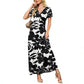 👗Summer Hot Sale 50% OFF: Only £14.99!!💥🌈 Women's V neck Ankle Length Floral Print Beach Long Flowy Maxi Dress with Pockets🎀