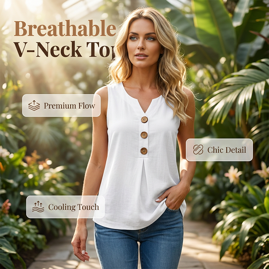 📣50% OFF👗Women's V-Neck Sleeveless Cotton Linen Vest – 🌸Breathable, Soft & Lightweight – Perfectly Suited For All Summer Outfits