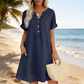 👗Last Day Special Price ￡13.99!!✨Women's Casual V-Neck Cotton Linen Dress with Pockets
