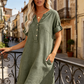 👗Last Day Special Price ￡13.99!!✨Women's Casual V-Neck Cotton Linen Dress with Pockets