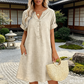 👗Last Day Special Price ￡13.99!!✨Women's Casual V-Neck Cotton Linen Dress with Pockets
