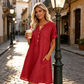 👗Last Day Special Price ￡13.99!!✨Women's Casual V-Neck Cotton Linen Dress with Pockets