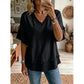 💖2026 Summer Hot Sale 50% OFF!💖Women's Boho V-Neck T-Shirt with Frayed Edges 🌿 – Loose Fit, Breathable Summer Top in Soft Cotton👚