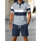 🔥Men's Short Sleeve Casual Set, 🏖️Summer Beach Fashion Sport Wear, Plaid Pattern, Slim-Fitting, Above the Knee