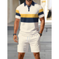 🔥Men's Short Sleeve Casual Set, 🏖️Summer Beach Fashion Sport Wear, Plaid Pattern, Slim-Fitting, Above the Knee