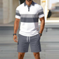 🔥Men's Short Sleeve Casual Set, 🏖️Summer Beach Fashion Sport Wear, Plaid Pattern, Slim-Fitting, Above the Knee