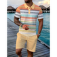 🔥Men's Short Sleeve Casual Set, 🏖️Summer Beach Fashion Sport Wear, Plaid Pattern, Slim-Fitting, Above the Knee