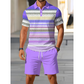 🔥Men's Short Sleeve Casual Set, 🏖️Summer Beach Fashion Sport Wear, Plaid Pattern, Slim-Fitting, Above the Knee
