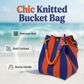 🏆👜 Limited Time Special Price ￡8.99!!✨Boho Striped Knit Bucket Handbag for Women – Handmade Summer Beach Shoulder Bag