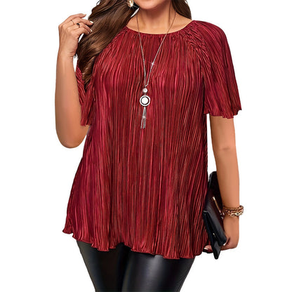 📢Hot Sale 50% OFF 🔥Plus Size Flattering Pleated Top👚Plussize🍃Cool and Comfortable