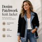 ⌛LAST DAY SALE 70% OFF🍂🔥Women’s Elegant Denim Spliced Ribbed Knit Coat