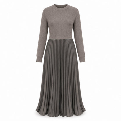 🌸LAST DAY SALE - 50% OFF!!✨ Effortless Elegance | Women's Pleated Round-Neck Maxi Dress 🌟