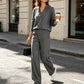 🍂⏳LIMITED-TIME 70% OFF! ✨Women's 2 Piece Outfits V Neck Lounge Set | Raglan Long Sleeve Top & Wide Leg Pants