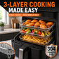 3-Layer 304 Stainless Steel Air Fryer Rack, Stackable Grill Basket and Toast Rack for Chicken Wings and Toast, Cooking Rack for Indoor Kitchen Grill Accessories, Grilling Accessories