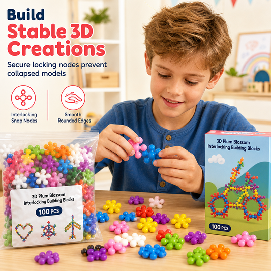 🔥🔥50% OFF!!🧩 Kids 3D Interlocking Snowflake Building Blocks – Stable Build, Burr-free, Colourful ✨
