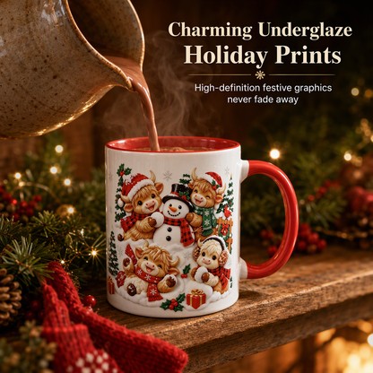 ☃️🎄Christmas Bestsellers-50% OFF !! ✨☕ Festive Highland Cow & Snowman Ceramic Mugs – Add a Little Christmas Magic to Every Sip! ☕✨