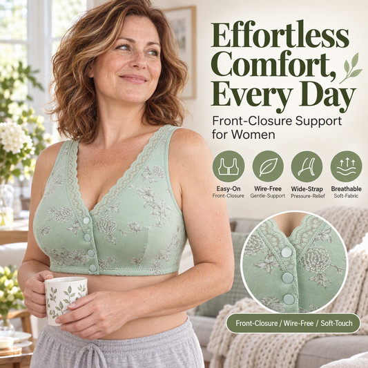 🔥LIMITED SALE-50% OFF!!👙🥰Women's Plus Size Front Button Floral Print Wireless Bra