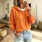 ⏳Last Day Sale - 50% OFF!!🧶Cozy Head Coverage, Customizable Fit💖Women's Casual Hooded Sweater With Drawstring